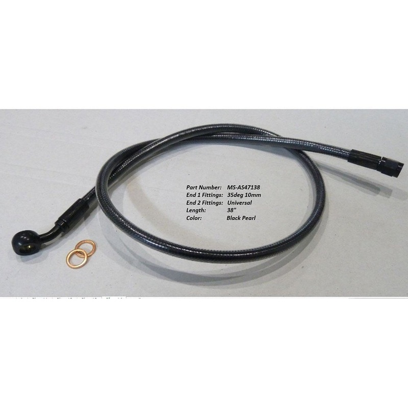 38in. Upper Front Brake Line with 10mm x 35 Degree Banjo - Black Pearl.
