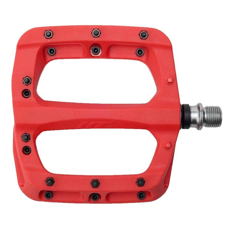 HT Components PA03A Nano P Platform Pedals - Body: Nylon - Spindle: Cr-Mo- Red