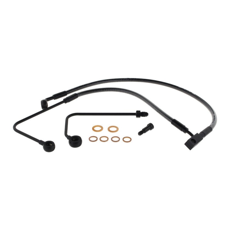 Stock Length Lower Front Brake Line - Black Pearl. Fits FLST Softail 2011-2017 & Breakout 2015-2017 Models with Single Front Disc Caliper.