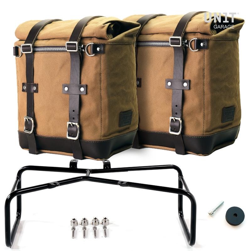 Unit Garage R9T Series Two Scram Canvas Panniers & Double Asymmetric Luggage Rack
