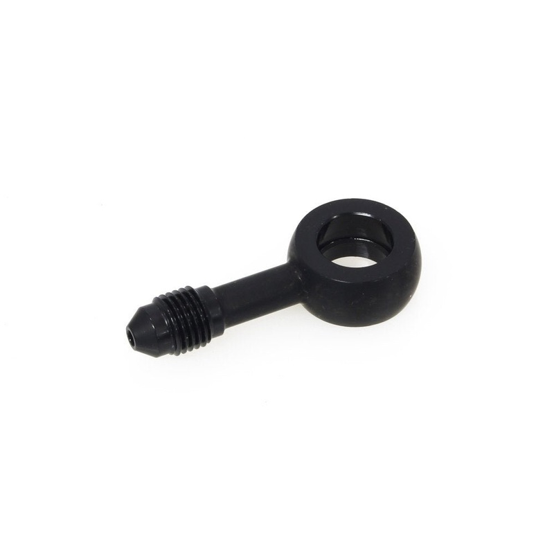 Black 7/16in. ID, 180 Degree Straight Banjo - Male #3 End.