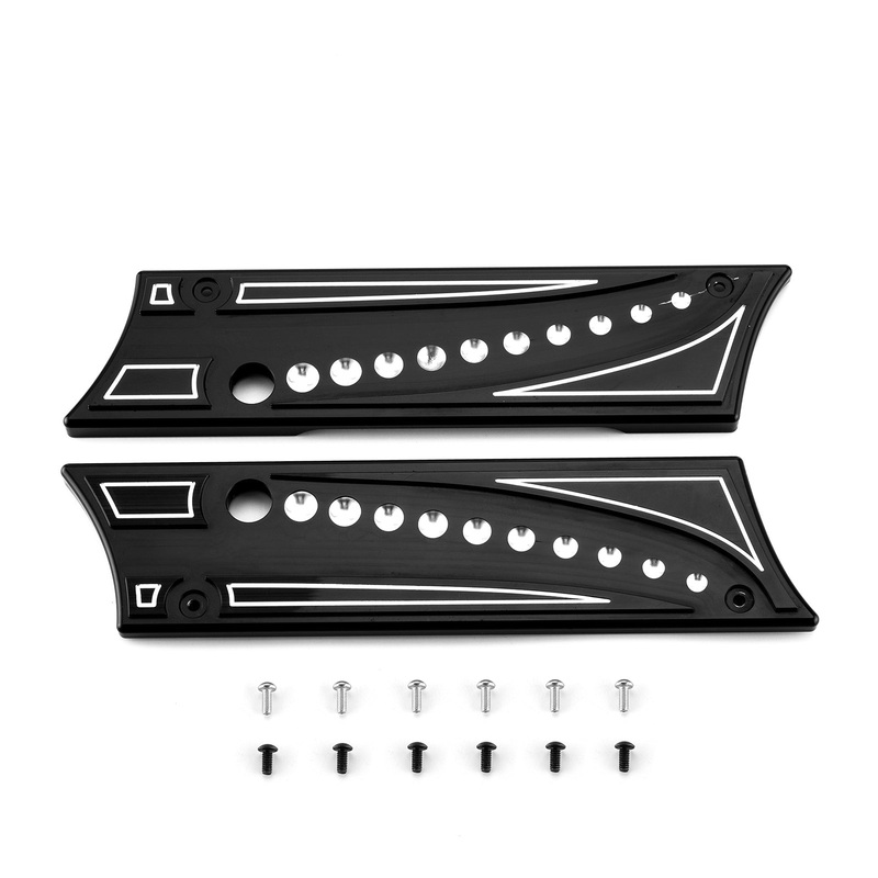 1993-2013 Harley Road King Road Glide Aluminum Black Juxtaposition Type Dotted Pattern Saddlebag Latch Cover