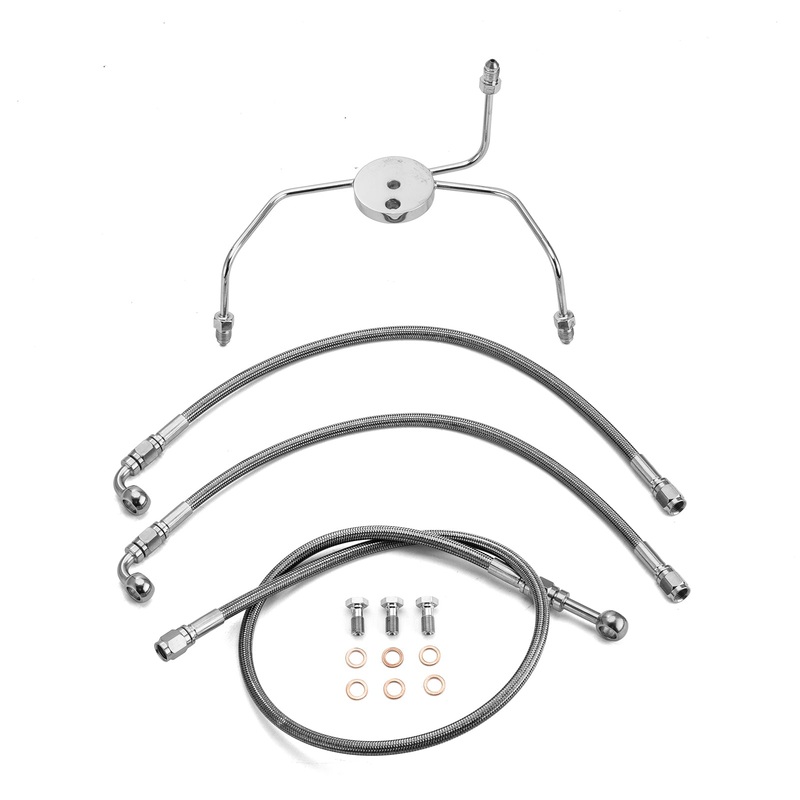 1996-2007 Harley Touring Non-ABS Models Extended Length Stainless Steel Hydraulic Front Brake Line Kit (for 12"-14" Handlebar)