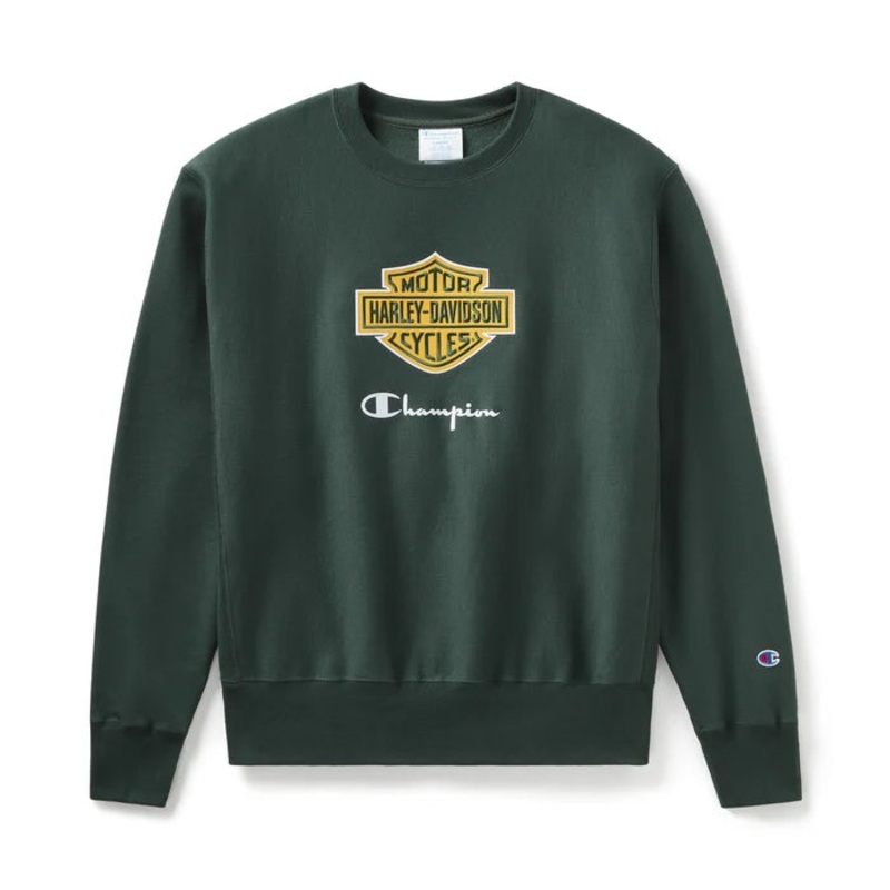 Champion x Harley-Davidson Fanatic Crew Neck Sweatshirt 96861-24VM - Dark Green Champion