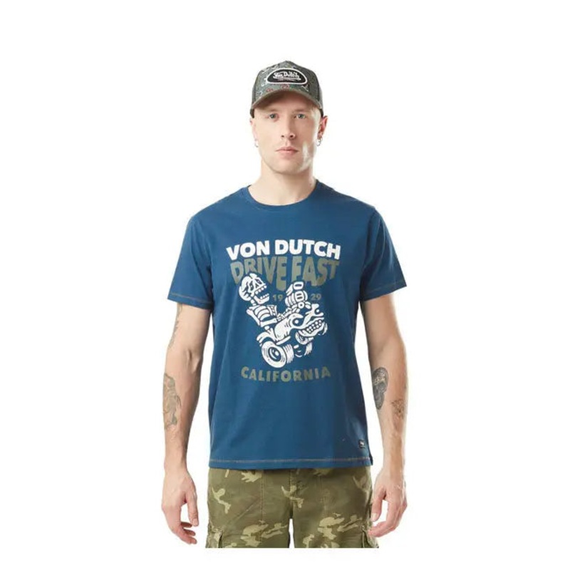 Von Dutch Drive T-Shirt Blue / White