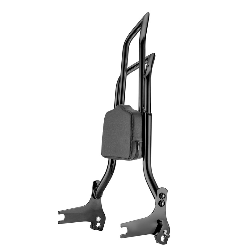 1997-2008 Harley Touring Gloss Black Quick Detachable 27" Dual Sharp-Angle Passenger Backrest Sissy Bar