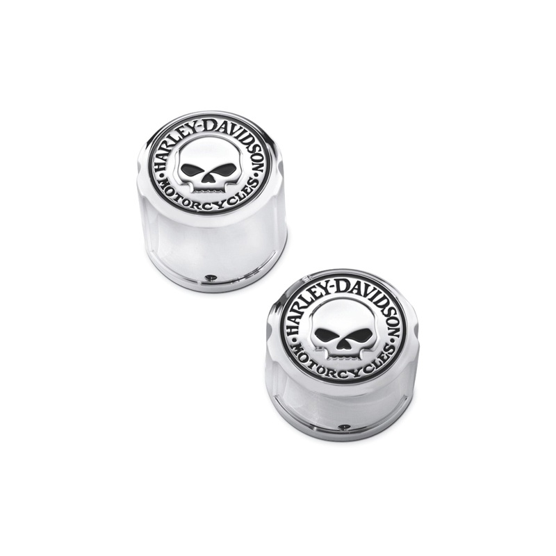 Harley Davidson 43221-08 Willie G Skull Rear Axle Nut Covers AXLE COVER, REAR, SKULL
