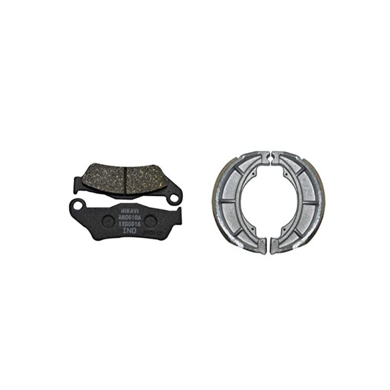 NIKAVI Front & Rear (Combo) Brake Pad + Brake Shoe Set Compatible for Pulsar (DP1+BSS05)