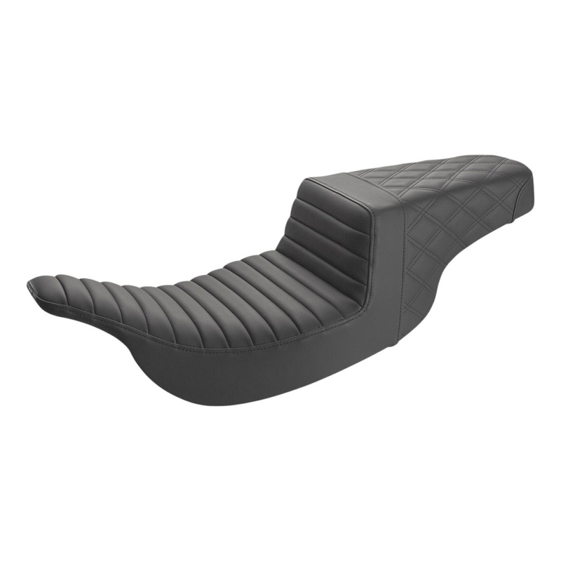 SADDLEMEN - Step-Up Seat  Rear Lattice Stitch/Front Tuck-n-Roll - 97-07 FLHT/ FLTR - Black