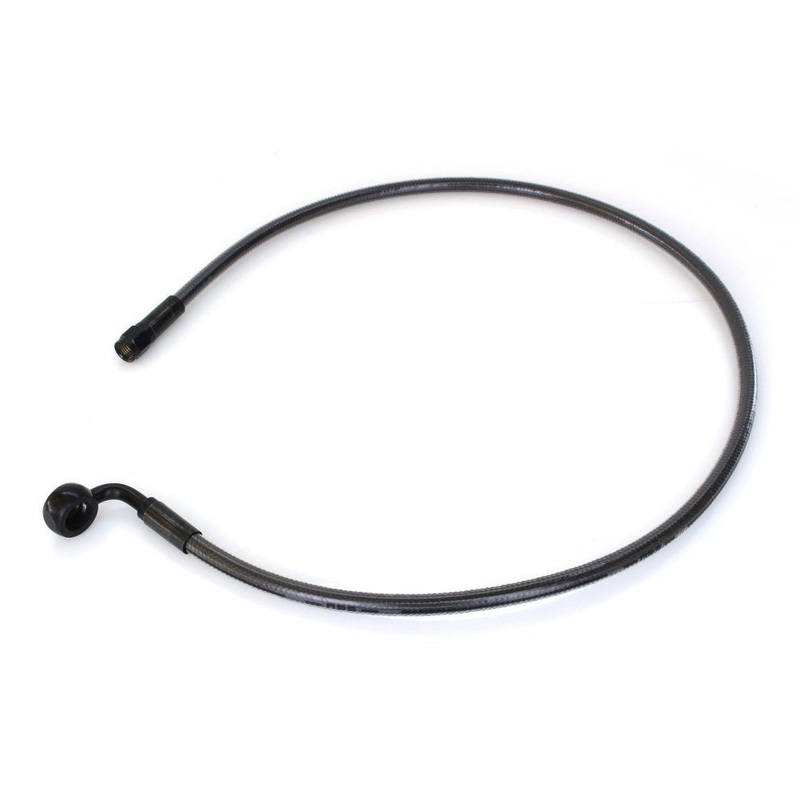 30in. Upper Front Brake Line: 12mm x 90 Degree Banjo - Black.