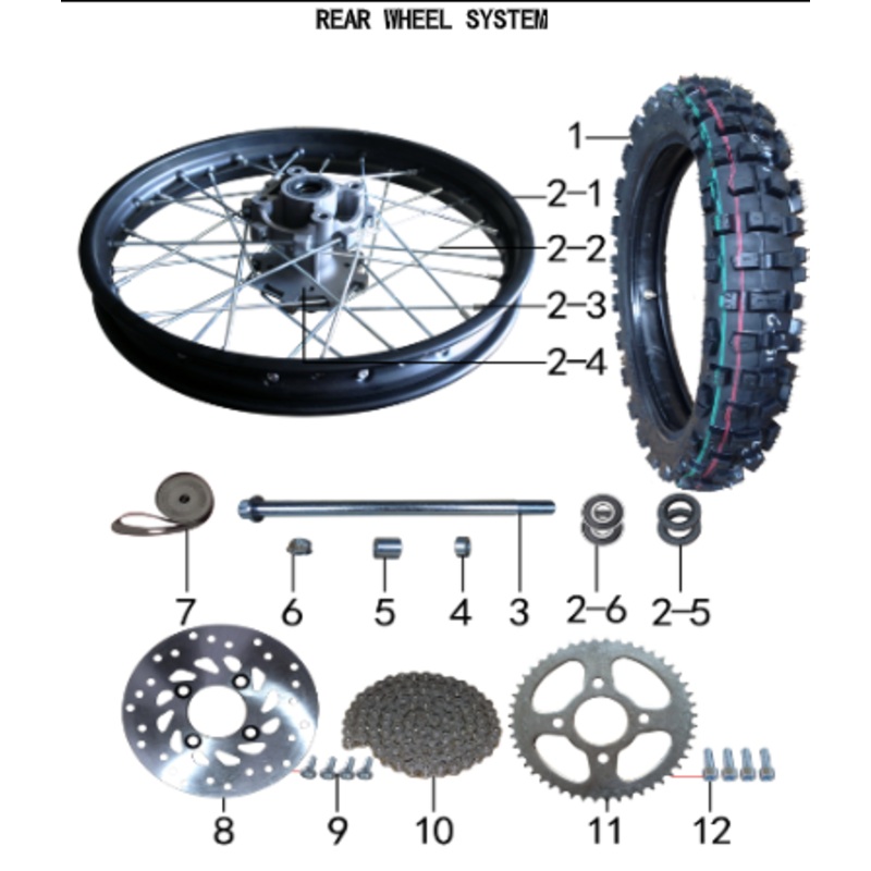 Wheel Axle - 150DH Gas Dirt Bike