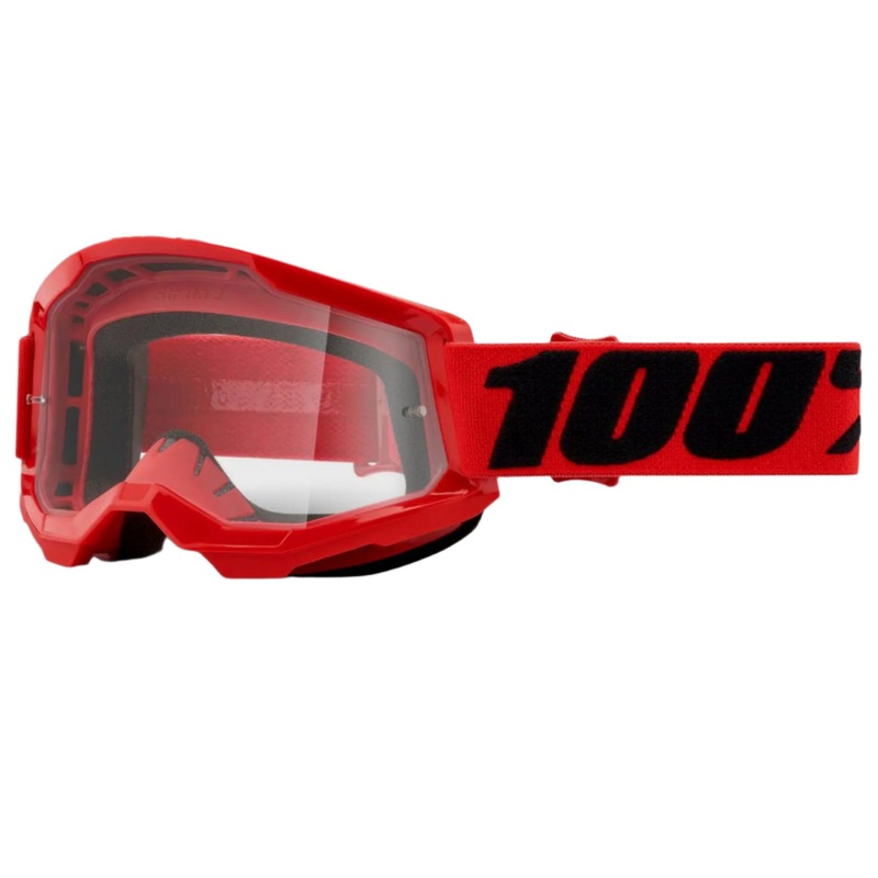 100% Strata 2 Cycle Goggles Red / Clear Lens