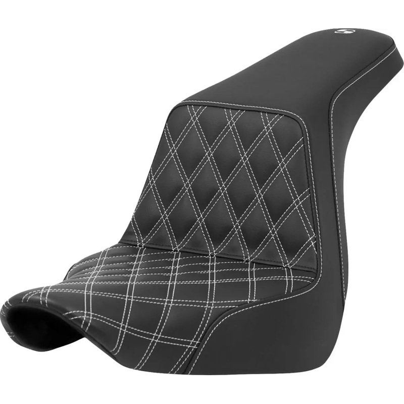 Saddlemen Lattice Stitch Step-Up White Stitching Driver Seat Black / White