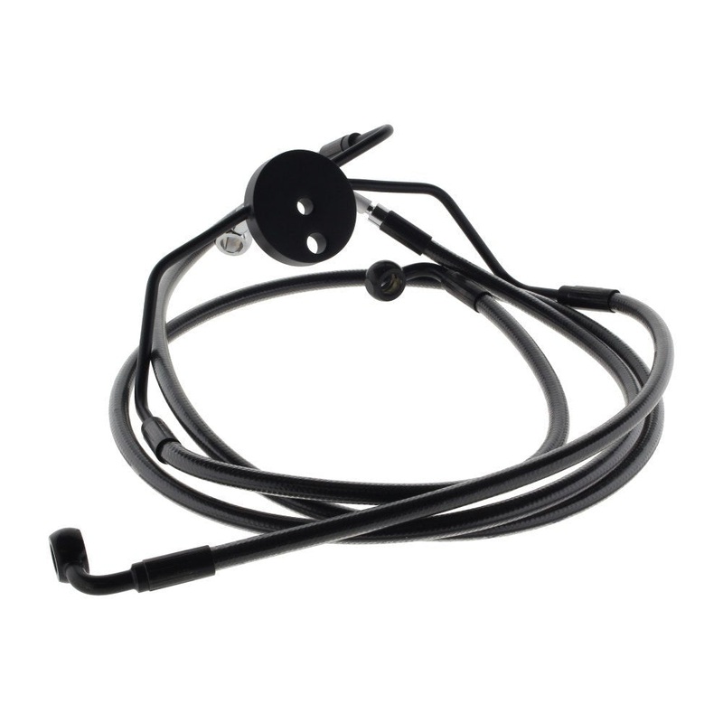 Lower Front Brake Line Assembley with T-Piece - Black Pearl. Fits Touring 2008-2013 with ABS & Dual Front Calipers.