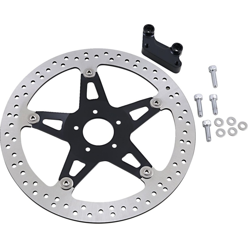 14" Left Big Brake Rotor Hub Mount, Black - 00-07 / 08+ Touring