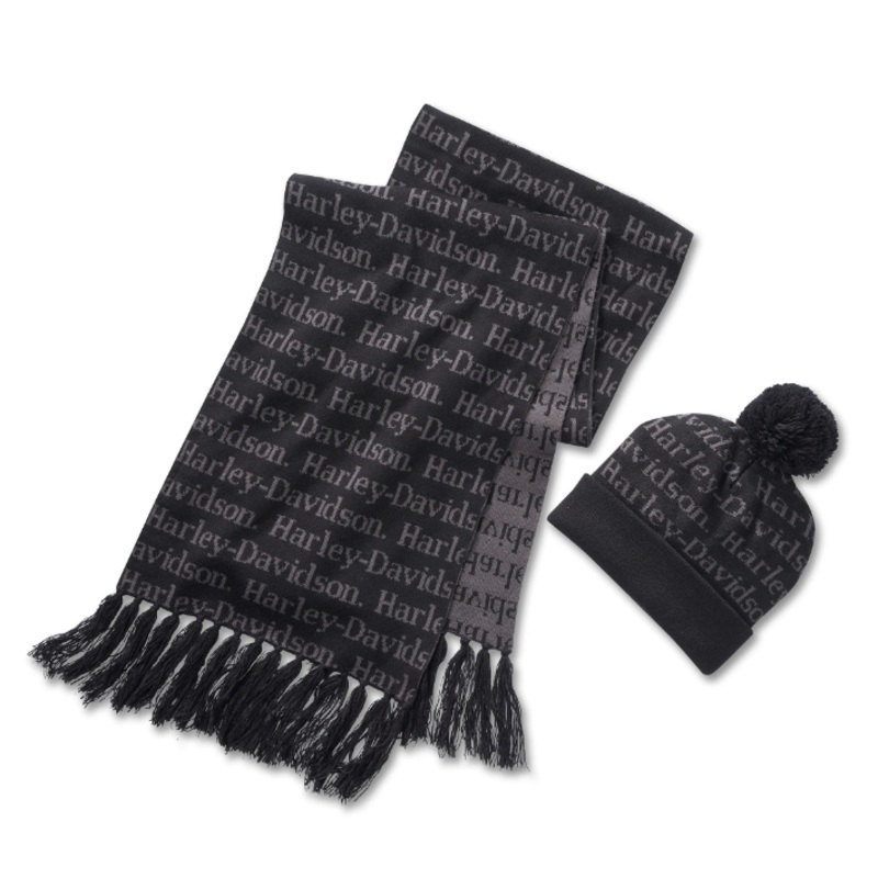 Genuine Harley-Davidson Women's Harley-Davidson Beanie and Scarf Gift Set - Harley Black 97671-25VW