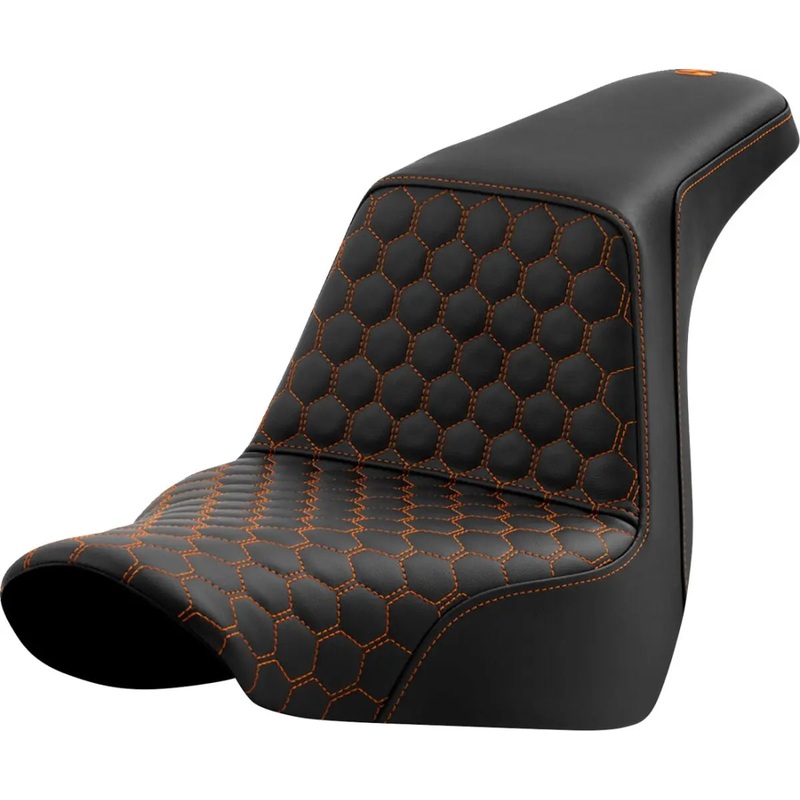 Saddlemen Honeycomb Step-Up Orange Stitching Seat Black / Orange