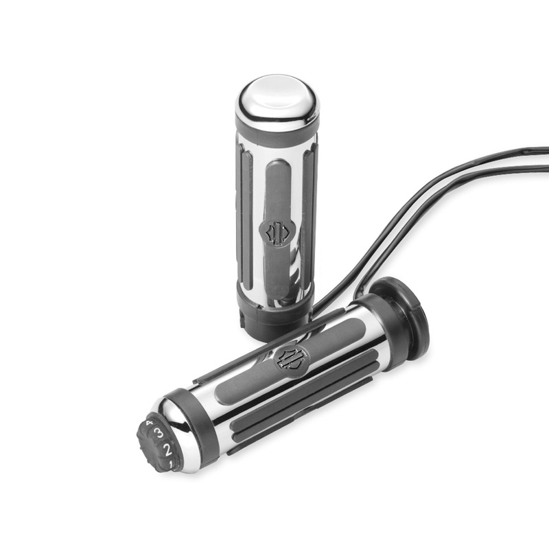 Harley Davidson 56100264 Chrome and Rubber Large Heated Hand Grips KIT,THROT/GRIP,HEATED,CHRM RBR