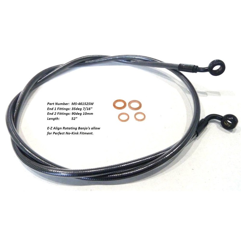 52in. E-Z Align Front Brake Line with 7/16in. x 35 Degree Banjo - Black Pearl.