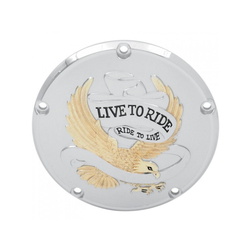 Live to Ride Derby Cover-Softail 00-18, Dyna 99-17.