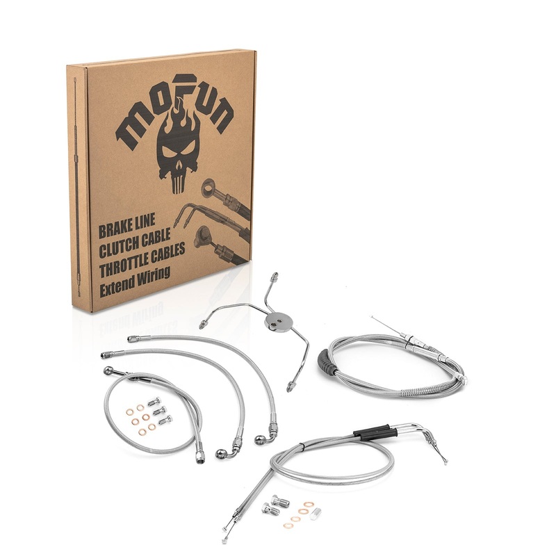 1996-2006 Harley Touring Road Glide/Road King Extended Length Non-ABS Hydraulic Front Brake Line, Throttle and Idle Cable and Clutch Cable Kit (for 12"-14" Handlebar Non-ABS)