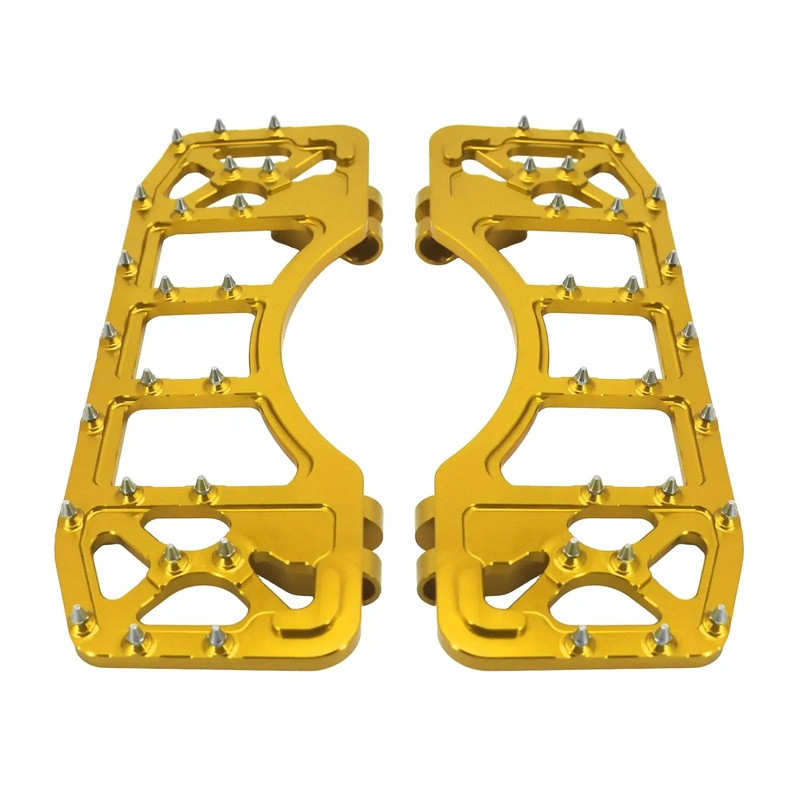 Gold CNC Wide Offroad Rider Floorboards for Harley '86-'17 Softail '86-'25 Touring