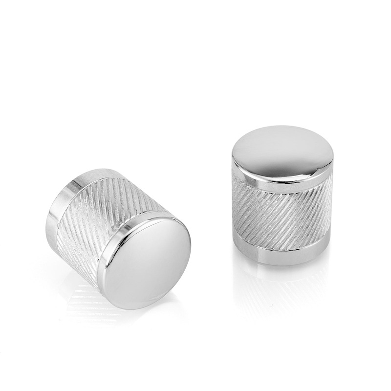1994-2025 Harley Touring Softail Dyna 2Pcs Chrome Knurling of Beveled Cuts Short Docking Hardware Covers