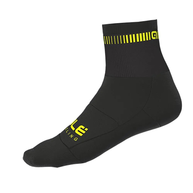 Ale Clothing Logo Q-Skin 12 CM Cycle Socks Black / Yellow