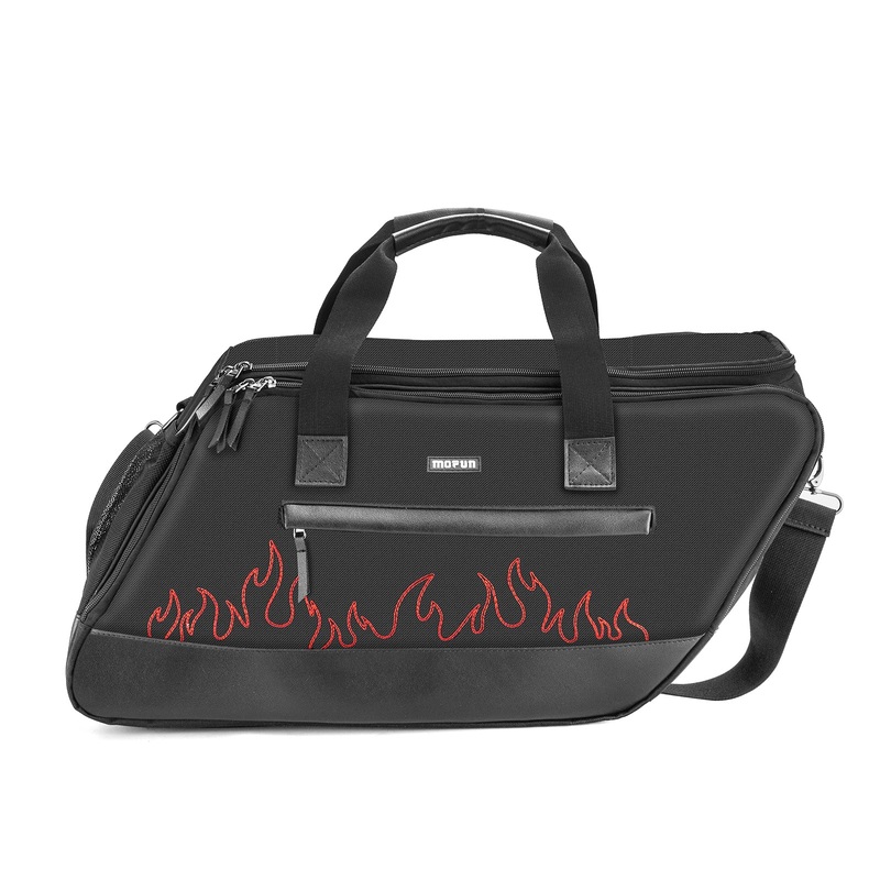 Black Oxford&Leather Red Flame Saddlebag Organizer Liners Bag for 1993-2025 Harley Touring Hard Saddlebag