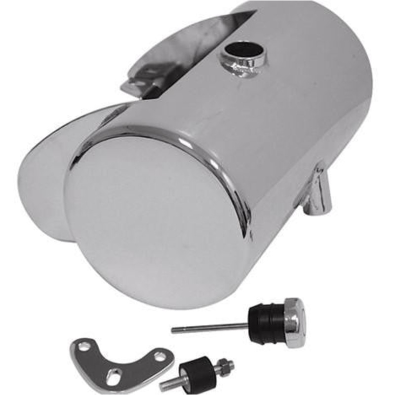 Custom Use Round Oil Tank With Battery Tray - Chrome - Center Fill