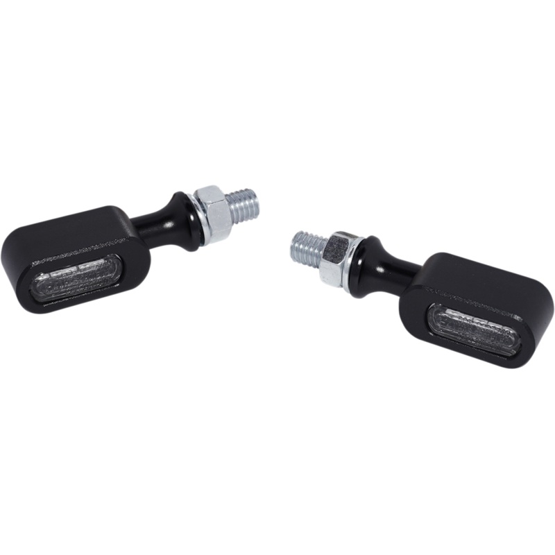 Dual-Function LED Marker/Turn Signal Lights - Clear/Amber - Matte Black