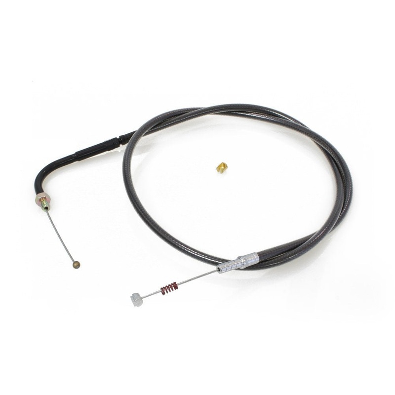 36-1/2in. Idle Cable - Black Pearl. Fits Big Twin 1990-1995.