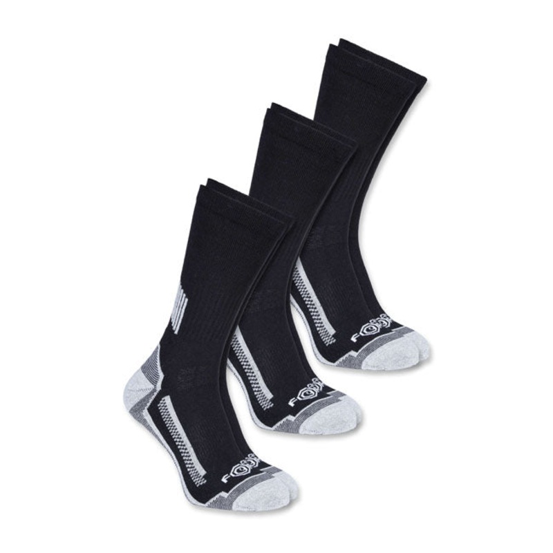Carhartt Force Performance Work Crew Socks Black - 3 Pair
