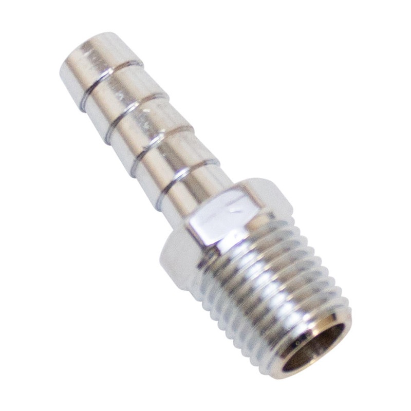 Straight  1/4" NPT x 5/16" Hose Barb Fitting -Chrome