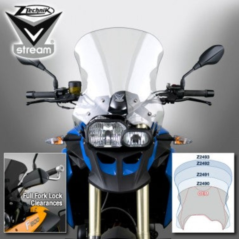 BMW F800GS Windshield V-Stream Clear Touring windscreen Ztechnik Z2491 2013 up