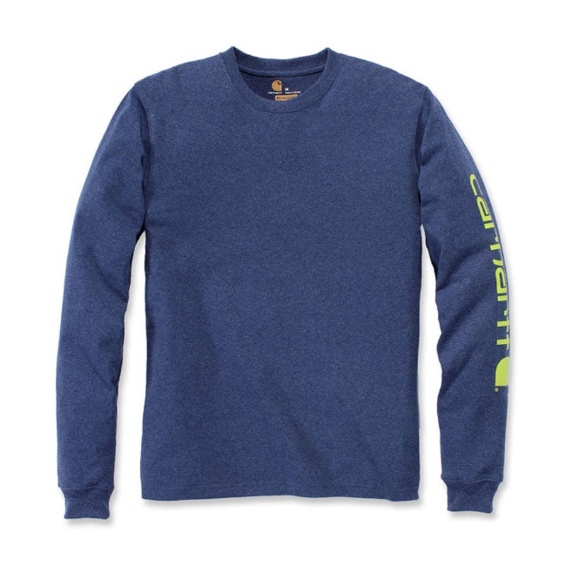 Carhartt Sleeve Logo Long Sleeves T-Shirt Dark Cobalt Blue Heather