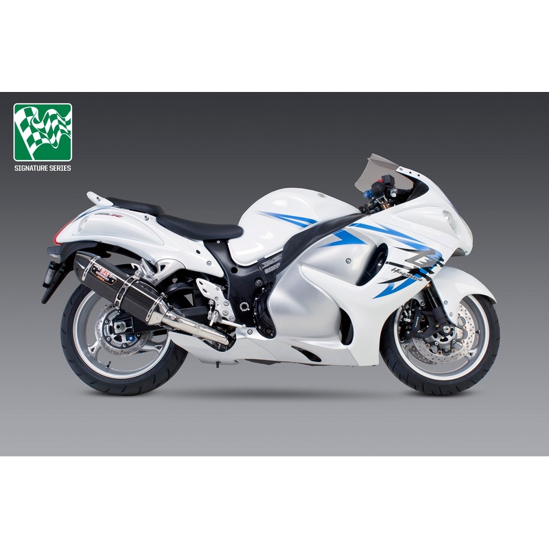 HAYABUSA 08-20 R-77 Stainless Slip-On Exhaust, w/ Carbon Fiber Mufflers