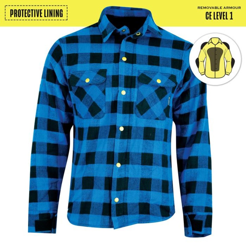 Johnny Reb Waratah Protective Shirt with Kevlar Lining - Black/Blue Check
