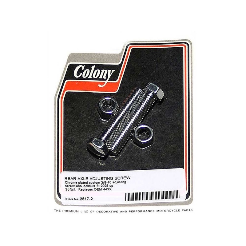 Rear Axle Adjusting Bolts - Chrome. Fits Softail 2008-2017.