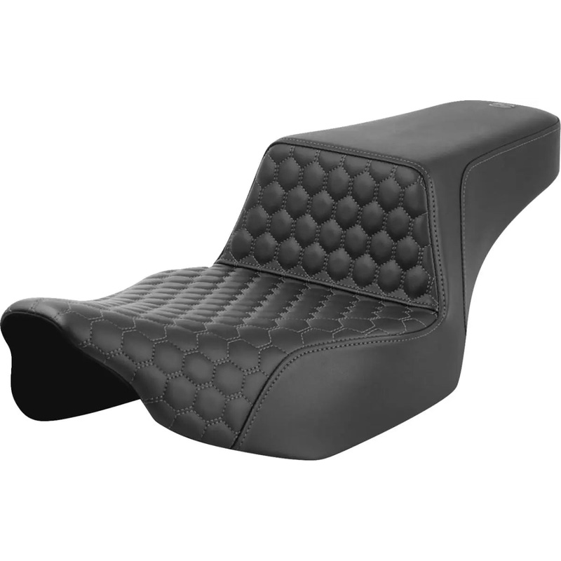 Saddlemen Honeycomb Step-Up Grey Stitching Extended Reach Seat Black / Grey