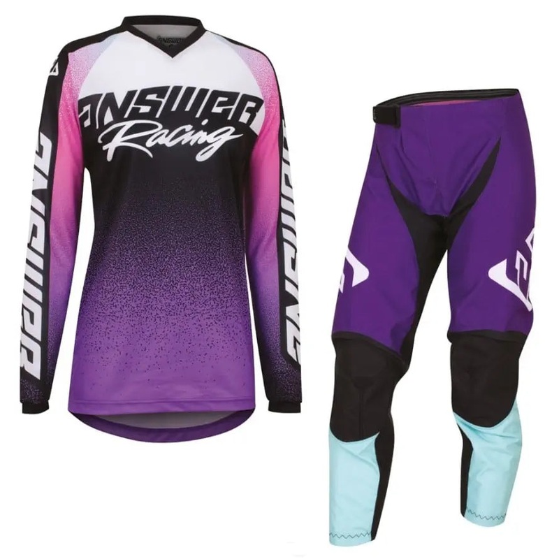 Answer Racing Syncron Prism Kids Motocross Pant & Jersey Kit Purple / Seafoam