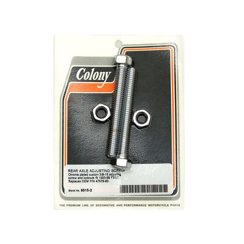 Rear Axle Adjusting Kit - Chrome. Fits Softail 1993-1999.