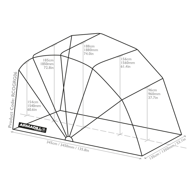 Armadillo Motorcycle Garage Shelter - Large (345cm X 137cm X 190cm)
