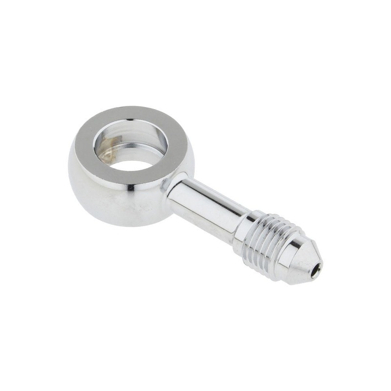 Chrome 7/16in. ID, 180 Degree Straight Banjo - Male #3 End.