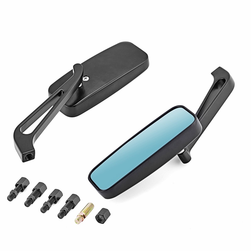 Harley Softail FLDE Electra Glide FLH Black Rectangle Motorcycle Rear View Side Mirrors