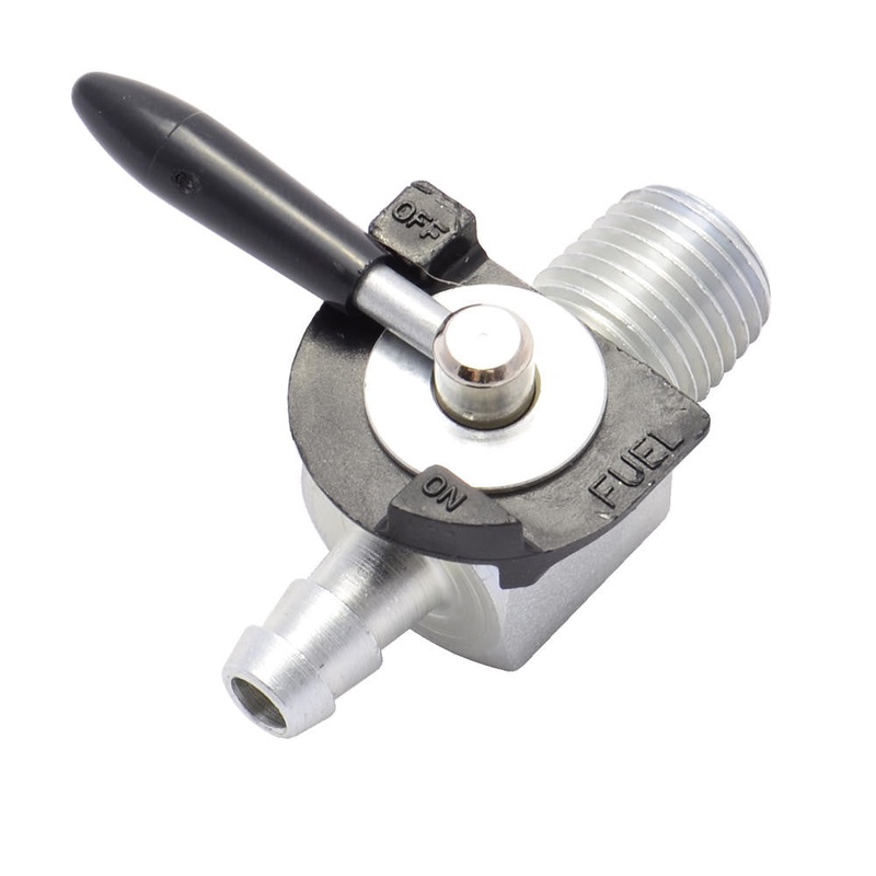 1/4" NPT Petcock - Straight - 180 Degree - Black Handle