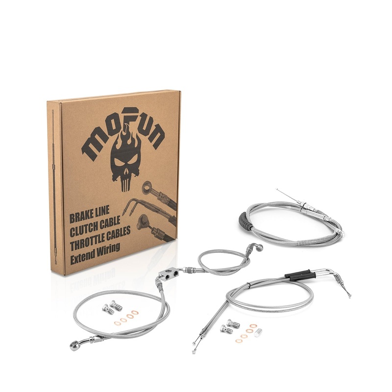 2012-2017 Harley Dyna w/ ABS Extended Length Upper ABS Upper Hydraulic Front Brake Line, Throttle and Idle Cable and Clutch Cable Kit (for 12"-14" Handlebar w/ ABS)