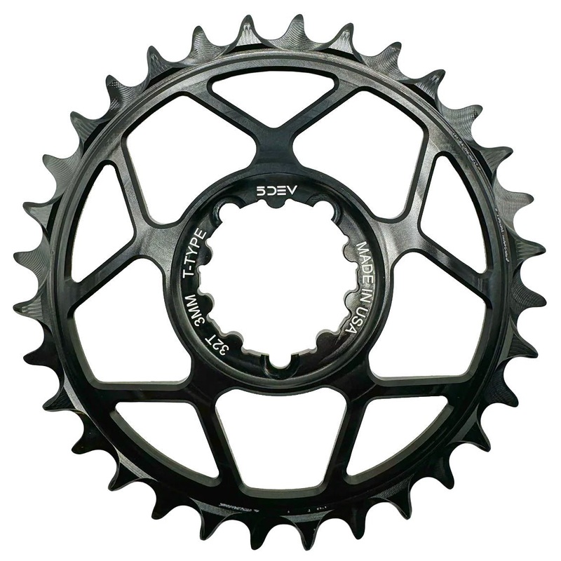 5DEV Chainring - T-Type SRAM 3-Bolt Chainring - 3mm Offset - 30T - Black