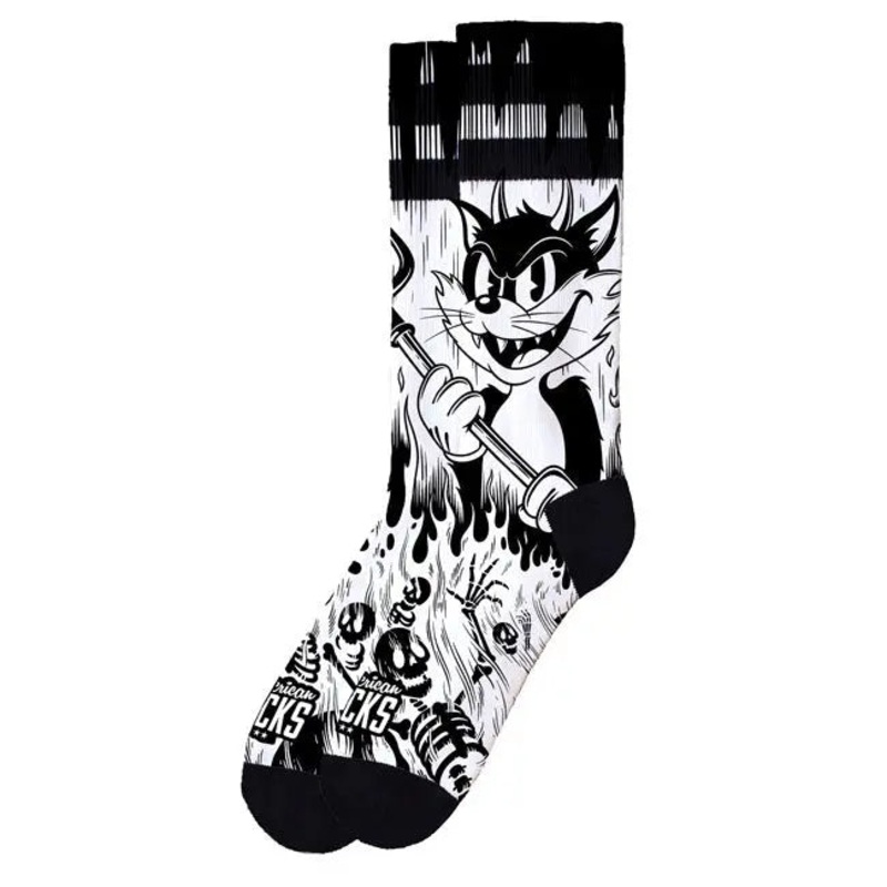 American Socks Signature Evil Cat Socks White