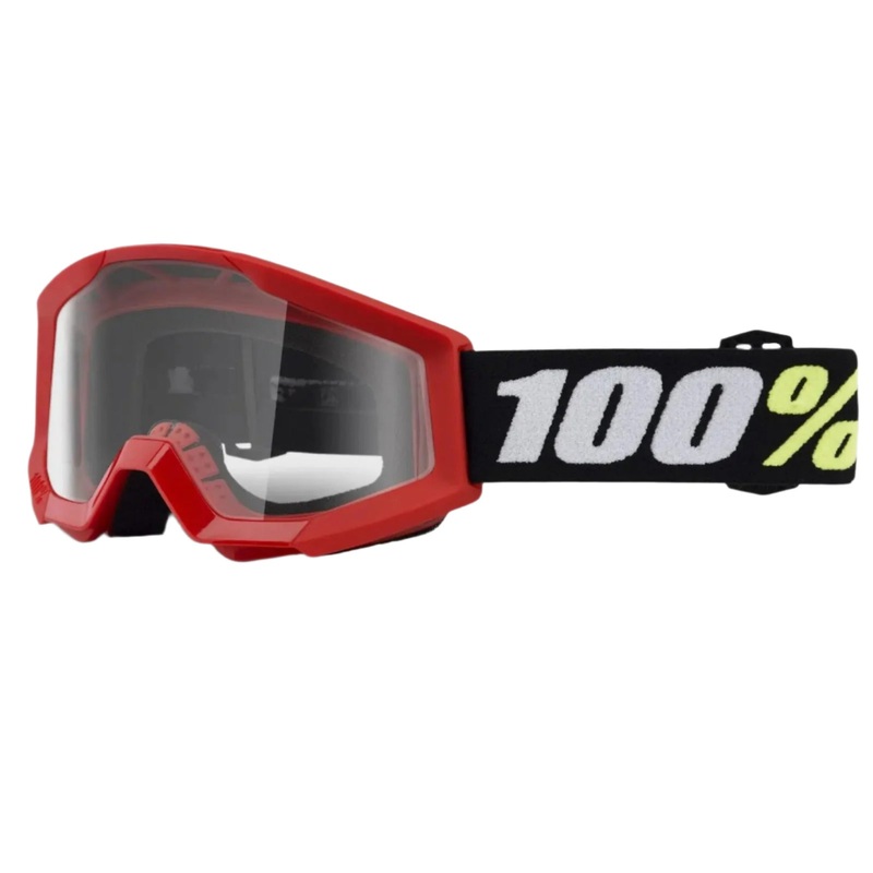 100% Strata Mini Youth Cycle Goggles Red / Clear Lens